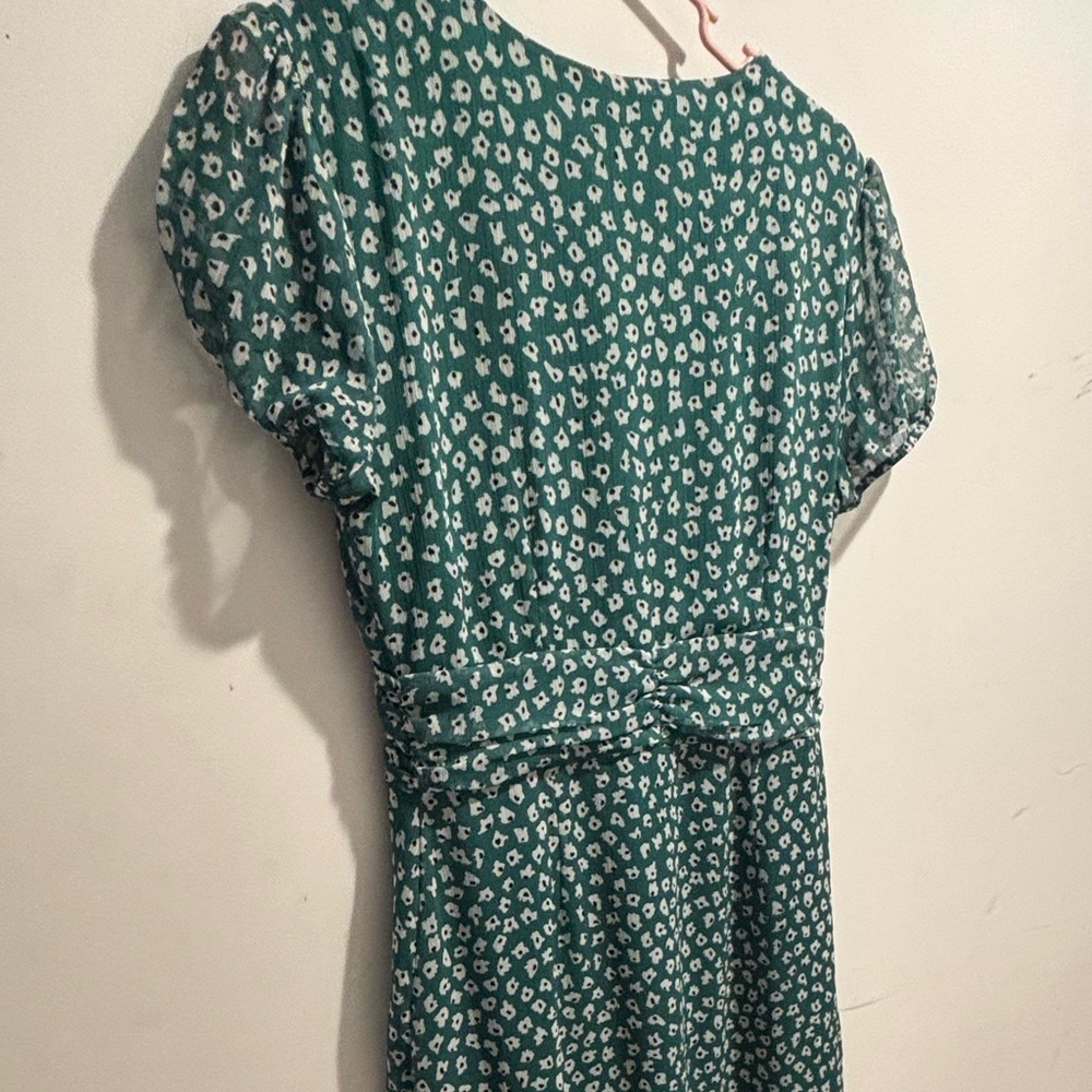 Bar III Green/Teal Dress with White Floral Pattern - Picture 5 of 5